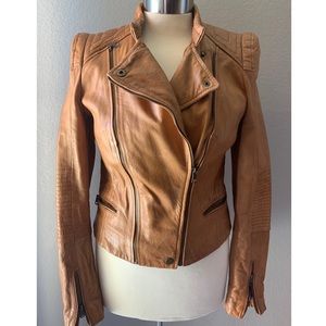Zara tan leather jacket